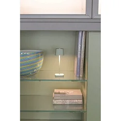 Lampe de table à accu OFELIA MICRO IP65, vert sauge gradable