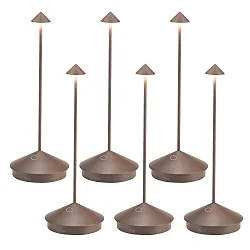 Lampe de table à accu PINA TAVOLO PRO lot de 6 IP65, rouille gradable