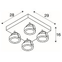 SLV KALU LED 4 Wall and Ceiling luminaire, square, 60�, white/black