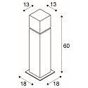 SLV Lampadaire d'ext�rieur SQUARE POLE 60 m�dium E27 IP44, acier inoxydable gradable