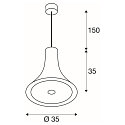 SLV Premium LED Pendant luminaire BATO 35 PD, � 35cm, 21W 2500K 1300lm 100�, TRIAC dimmable, black