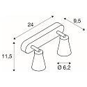 SLV Luminaire mural AVO DOUBLE � 2 flammes GU10, noir 