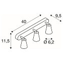 SLV Rampe de projecteurs AVO TRIPLE 3 flammes, rotatif, inclinable GU10 IP20, Gris argent gradable
