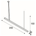 SLV Premium LED Pendant luminaire Q-LINE PD, 200cm, for BAP, 85W, TRIAC dimmable, white, 4000K 4600lm