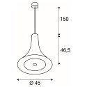 SLV Premium LED Pendant luminaire BATO 45 PD, � 45cm, 30W 2500K 1900lm 100�, TRIAC dimmable, black / brushed brass