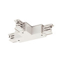 Connecteur en T triphas� S-TRACK ON/OFF terre � gauche, terre � l'int�rieur, avec possibilit� d'alimentation, blanche