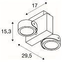 SLV Applique et plafonnier TEC KALU CL DOUBLE PHASE � 2 flammes, pivotant � la cardan IP20, noir, blanche gradable