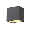 LED Outdoor Wall luminaire SITRA CUBE WL, UP/DOWN, IP44 IK05, 10W 3000K, 2x 560lm 90�, anthracite
