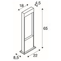 SLV Luminaire d'all�es FLATT POLE 65CM angulaire, CCT Switch IP65, anthrazit, mat 