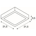 SLV LED Wall / Ceiling luminaire SENSER 24 CW, square, 15W, 1200lm, IP20, white, 3000K