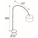 SLV Lampadaire FENDA BOW BASIS avec interrupteur, sans abat-jour, r�glable, avec douille E27 IP20, noir 
