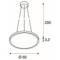 SLV LED Pendant luminaire PANEL 60 DALI LED, round, 42W, 110�, 3000K, 3150lm, white