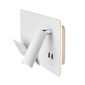 SLV LED Wall luminaire SOMNILA SPOT Indoor, 13W, 3000K, Spot 65lm,  incl. USB port, Spot left, white, back light 646lm