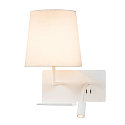 SLV LED Wall luminaire SOMNILA FLEX Indoor, E27, mit LED Spot 65lm, 3000K, white, incl. USB port, Spot left