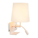 SLV LED Wall luminaire SOMNILA FLEX Indoor, E27, mit LED Spot 65lm, 3000K, white, incl. USB port, Spot left