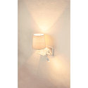 SLV LED Wall luminaire SOMNILA FLEX Indoor, E27, mit LED Spot 65lm, 3000K, white, incl. USB port, Spot left