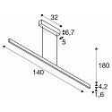 SLV Pendant luminaire ONE LINEAR 140 PHASE up/down, 35W, 2700/3000K, brass