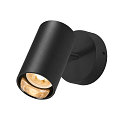 SLV Applique et plafonnier ASTO TUBE CW SINGLE � 1 flamme, rond, pivotant � la cardan GU10 IP20, noir gradable