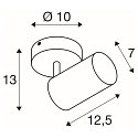 SLV Applique et plafonnier ASTO TUBE CW SINGLE � 1 flamme, rond, pivotant � la cardan GU10 IP20, noir gradable