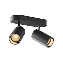 SLV wall and ceiling luminaire ASTO TUBE CW DOUBLE 2 flames, long, cardanic swivelling GU10 IP20, black dimmable