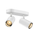SLV Applique et plafonnier ASTO TUBE CW DOUBLE � 2 flammes, langue, pivotant � la cardan GU10 IP20, blanche gradable