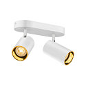 SLV Applique et plafonnier ASTO TUBE CW DOUBLE � 2 flammes, langue, pivotant � la cardan GU10 IP20, blanche gradable