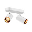 SLV Applique et plafonnier ASTO TUBE CW DOUBLE � 2 flammes, langue, pivotant � la cardan GU10 IP20, blanche gradable