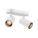 SLV Applique et plafonnier ASTO TUBE CW DOUBLE � 2 flammes, langue, pivotant � la cardan GU10 IP20, blanche gradable