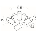 SLV wall and ceiling luminaire ASTO TUBE CW QUADRUPLE 4 flames, round, cardanic swivelling GU10 IP20, white dimmable