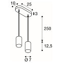 SLV Luminaire � suspension ASTO TUBE � 2 flammes, rigide, langue GU10 IP20, noir gradable