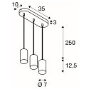 Luminaire � suspension ASTO TUBE 3 flammes, rigide, langue GU10 IP20, noir gradable