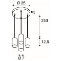 Luminaire � suspension ASTO TUBE 4 flammes, rond, rigide GU10 IP20, noir gradable