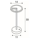 SLV battery table lamp VINOLINA ONE with touch dimmer, ring shape IP54, rust dimmable
