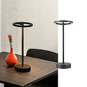 SLV Lampe de table � accu VINOLINA ONE avec variateur tactile, forme de l'anneau, avec station de recharge IP54, noir gradable