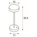 SLV battery table lamp VINOLINA IP54, black dimmable