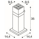SLV Luminaire en forme de borne S-CUBE 35 angulaire, CCT Switch, inclinable IP65, anthrazit gradable