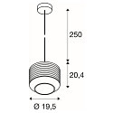 SLV Luminaire à suspension PANTILO ROPE 20 E27 IP20, argent gradable