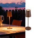 SLV Lampe de table � accu VINOLINA TWO 3-CCT 3 fois, CCT Switch, avec variateur tactile, conique, avec station de recharge IP65