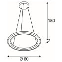 SLV Luminaire � suspension ONE FLAT PD SINGLE PHASE CCT Switch, forme de l'anneau IP20, blanc mat gradable