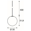 SLV Luminaire à suspension SUN 30 avec câble ouvert, en forme de boule E27 IP20, gradable