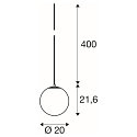 SLV Luminaire à suspension SUN 20 avec câble ouvert, en forme de boule E27 IP20, gradable