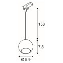 Luminaire suspendu triphas� LIGHT EYE� 90 Bas, en forme de boule GU10 IP20, noir mat gradable