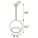 SLV Luminaire suspendu triphas� LIGHT EYE� 150 Bas, en forme de boule GU10 IP20, noir mat gradable