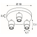 SLV wall and ceiling luminaire PURI 2.0 BASIC 3 flames GU10 IP20, black dimmable