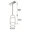 SLV 1- Luminaire � suspension monophas� PURI 2.0 - TUBE cylindrique GU10 IP20, noir gradable