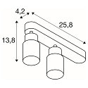 SLV wall and ceiling luminaire PURI 2.0 - TUBE 2 flames, asymmetrical GU10 IP20, grey dimmable
