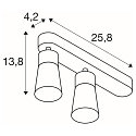 wall and ceiling luminaire PURI 2.0 - CONE 2 flames, asymmetrical GU10 IP20, gold, black dimmable