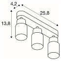 SLV Applique et plafonnier PURI 2.0 - TUBE 3 flammes, langue GU10 IP20, gris gradable