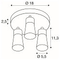 SLV wall and ceiling luminaire PURI 2.0 - CONE 3 flames, round GU10 IP20, white dimmable