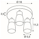 SLV wall and ceiling luminaire PURI 2.0 - DOME 3 flames, round GU10 IP20, grey dimmable